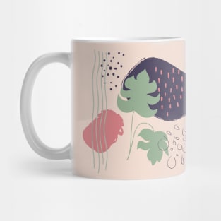 Abstract shapes dots and tropical plants digital design Mug